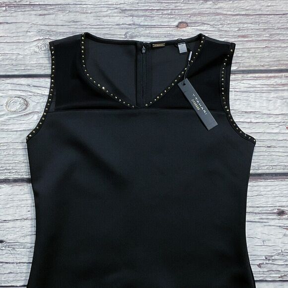 T Tahari Womens Dress sz S new nwt $98 Black Illusion Studded Scuba Stretch o507 - Picture 6 of 12